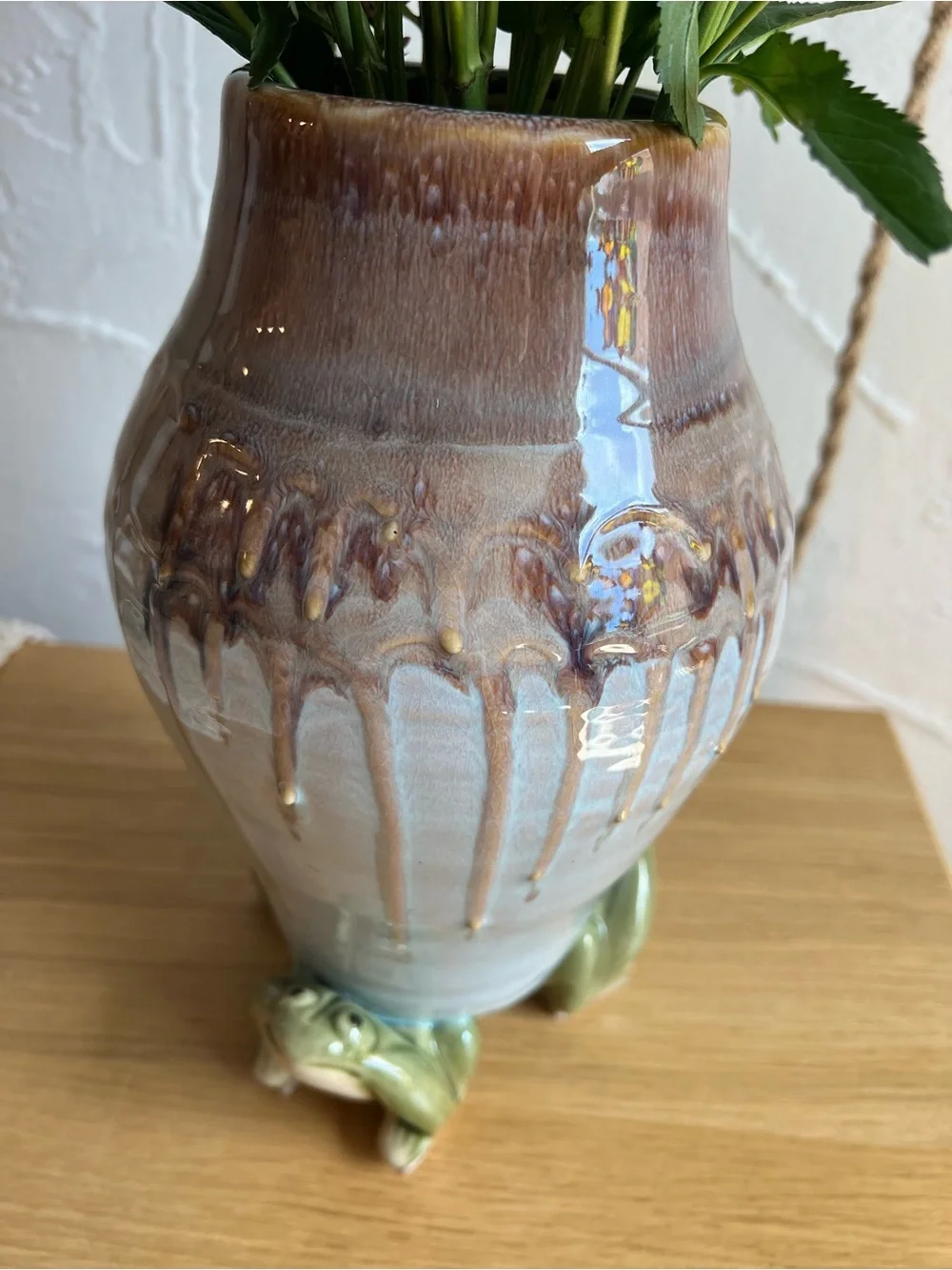 Vintage Studio Pottery Frog Foot Vase Handmade Ceramic Art Cottagecore Woodland